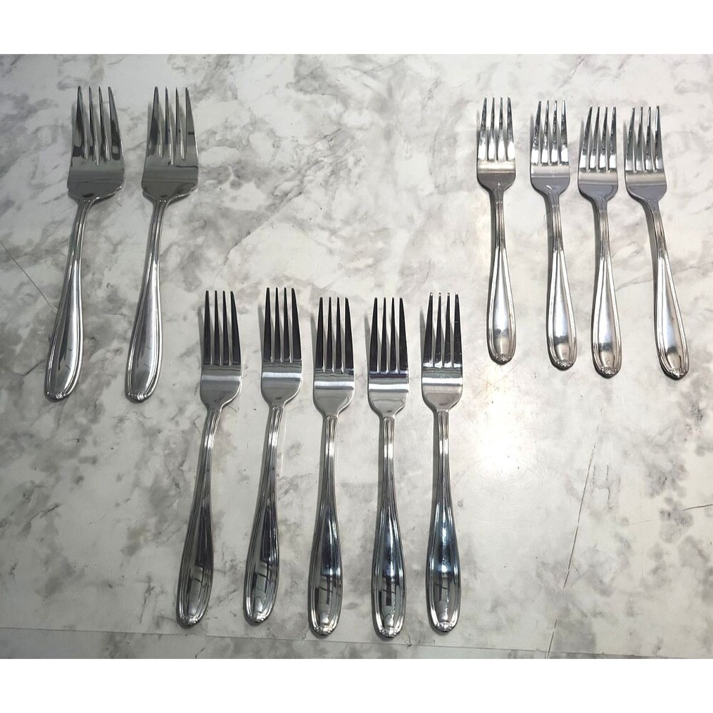 Lot of 11 Pfaltzgraff Vasa Dinner & Salad Forks Stainless Steel Flatware 18/0